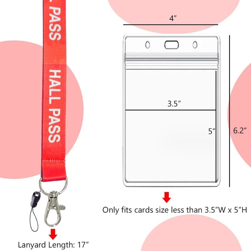BEMAXYE Hall Pass Lanyards with Card Holders, School Classroom Passes Lanyard Set for Teacher Parents (10 x Red) - Image 2
